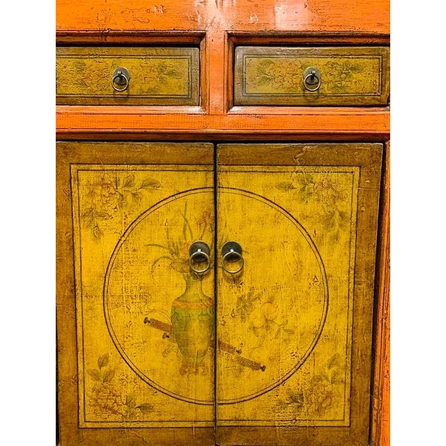1940 Asian Hand Painted Mongolian Credenza For Sale - Image 4 of 8