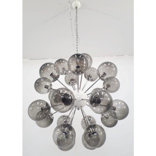 Italian 21st Century Nova Polished Nickel Smoky Bubbles Murano Sputnik Chandelier by Fabio LTD For Sale - Image 3 of 5