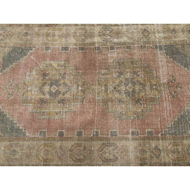 Textile Turkish Vintage Faded Oushak Rug- 3′7″ × 6′9″ For Sale - Image 7 of 11