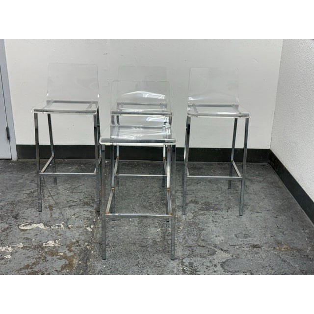 Cb2 Vapor Clear Acrylic Bar Stools, Set of Four For Sale - Image 12 of 12