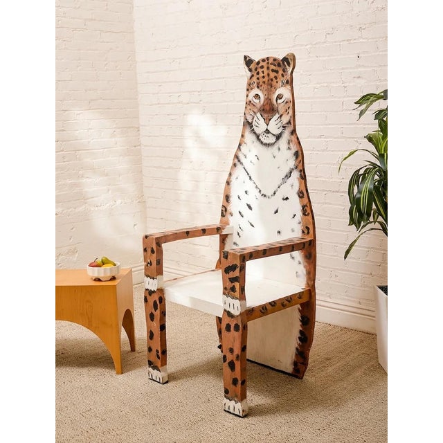Wood Vintage Hand-Painted Leopard Figural Chair For Sale - Image 7 of 9
