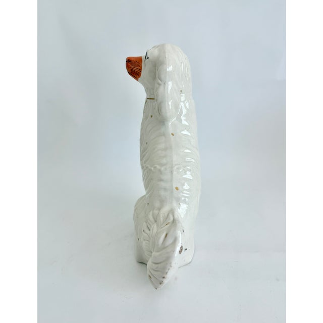 Antique 19th C White Staffordshire Spaniel Mantel Dogs - A Pair For Sale - Image 9 of 18