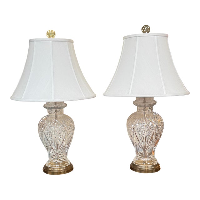 Vintage Crystal Table Lamps, a Pair For Sale