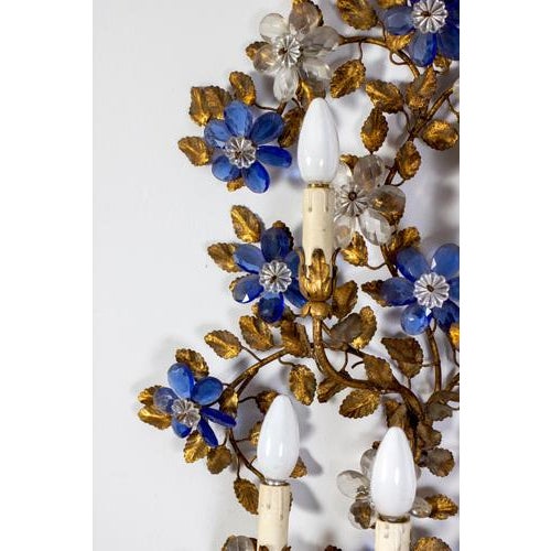 Blue Italian Sconces or Wall Lights attributed to Banci Florence, 1970s, Set of 2 For Sale - Image 8 of 11