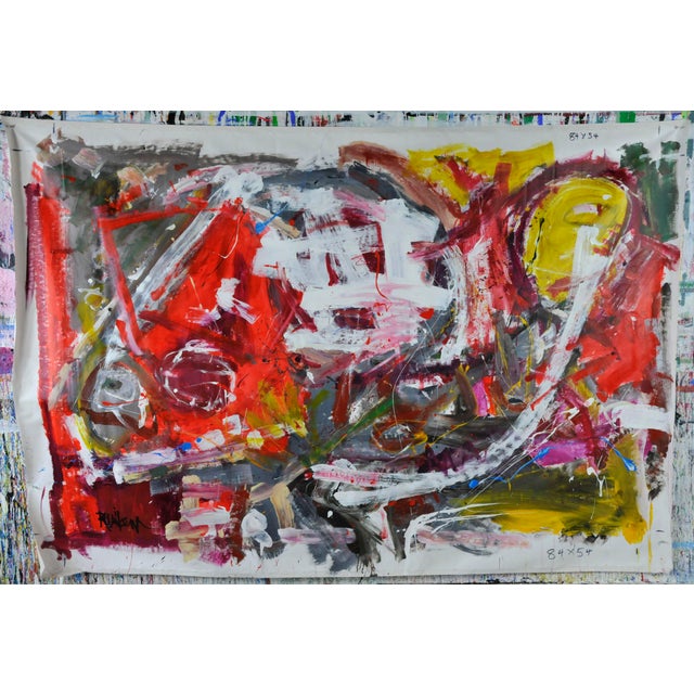 Contemporary Robbie Kemper "White Curve and Some Other Colors, Too" Unstretched Abstract Painting For Sale - Image 3 of 6