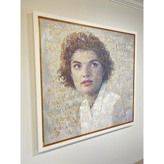 Christina Major Oil on Canvas of Jackie O with Gold Leaf 49 x 51 2021 For Sale - Image 12 of 12