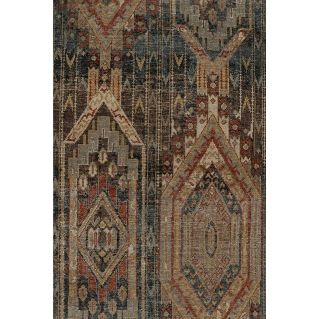 Tribal 2010s Rug & Kilim’s Tribal Style Rug in Blue, Brown, Red & Gold Geometric Pattern For Sale - Image 3 of 8