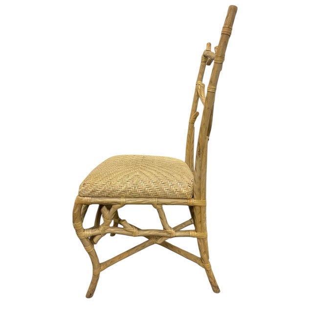 Late 20th Century Vintage Architectural Faux Bois Rattan Side Chair For Sale - Image 5 of 12