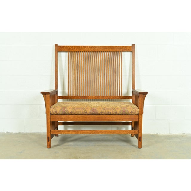 Stickley Mission Oak Arts & Crafts Spindle Bench or Settee For Sale - Image 14 of 14