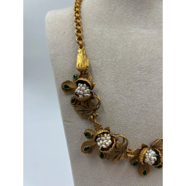 Gold-toned Brass And Freshwater Pearl Statement Necklace For Sale In New York - Image 6 of 11