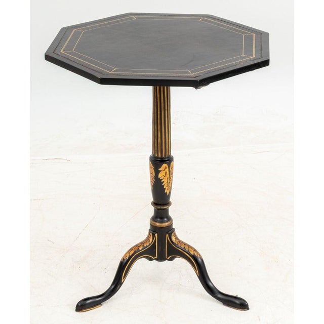 Regency Style Ebonized & Gilt Painted Tripod Table For Sale - Image 4 of 6