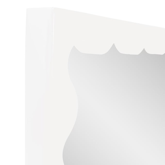 Kenneth Ludwig Chicago Scalloped White Rectangle Mirror For Sale - Image 4 of 5