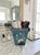 Vintage Balinese Hand-Painted Wood Cachepot or Trash Can | Teal & Lotus Motif For Sale - Image 9 of 9