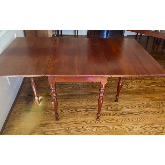 American Mid Century Cherry Drop Leaf Dining Table For Sale - Image 3 of 8