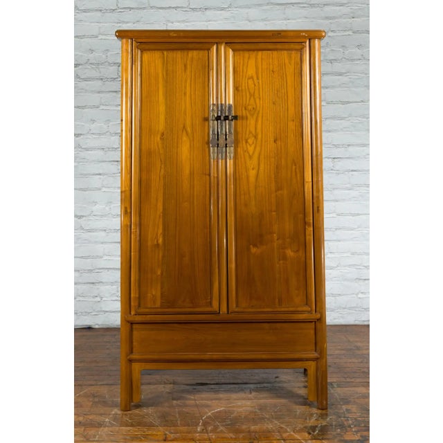 Chinese Qing Dynasty 19th Century Elmwood Noodle Cabinet with Hidden Drawers For Sale - Image 9 of 13