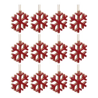 Wood Snowflake Ornament (Set of 12) For Sale