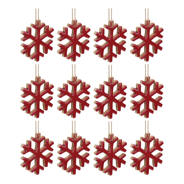 Wood Snowflake Ornament (Set of 12) For Sale