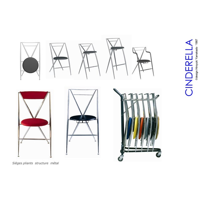 Pair of "Cinderella" folding chairs designed by Hiroyuki Yamakado for Porada Arredi, Italy, 1980s. These chairs are made...