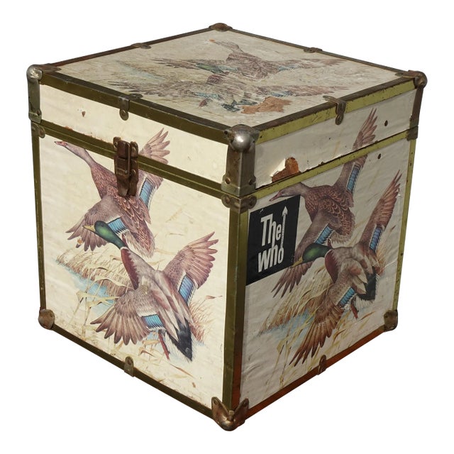 Vintage 16" High Mid Century Modern Storage Box ~ Record Holder Box W Duck Birds For Sale