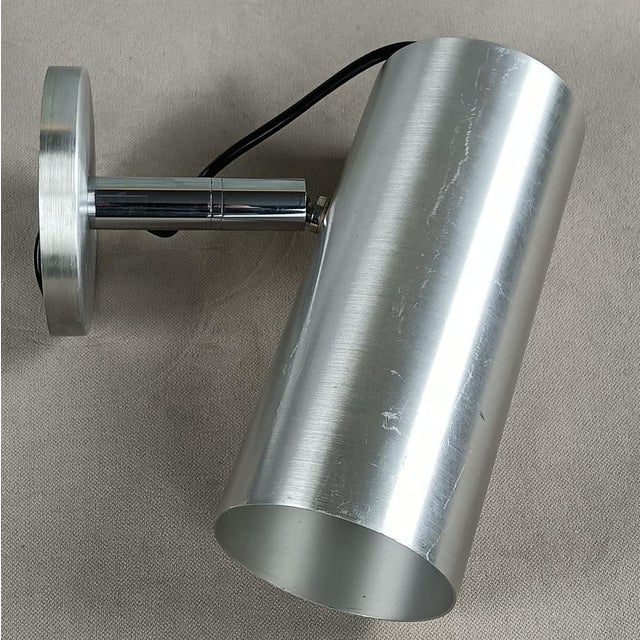 Cylindrical Wall Spotlight in Brushed Stainless Steel, 1970s For Sale - Image 7 of 13