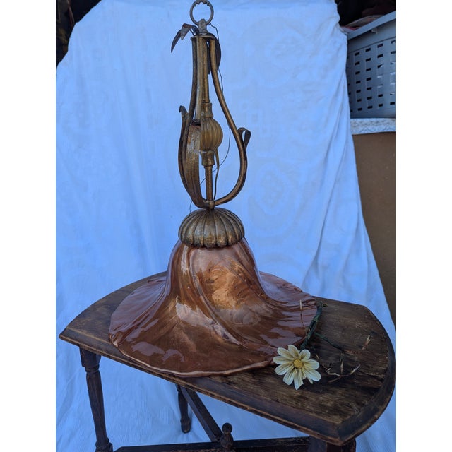 Blown Art Glass Chandelier in Rust Metallic Color For Sale In Sacramento - Image 6 of 6
