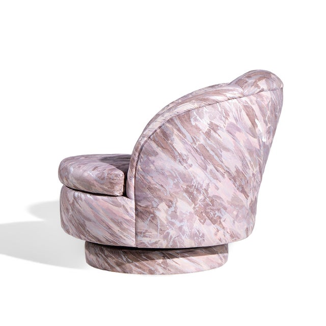 Textile Milo Baughman for Thayer Coggin Mid Century Swivel Tilt Lounge Chairs - Pair For Sale - Image 7 of 13
