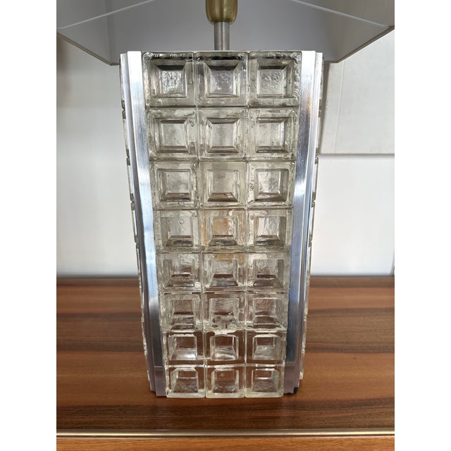 1970s Pair of Glass Cube Lamps and Stainless Steel Metal by Poliarte, Italy, 1970s For Sale - Image 5 of 12