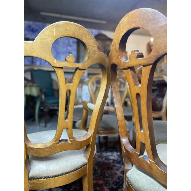 Vintage Italian Walnut Veneer Dining Chairs, Set of 6 For Sale - Image 6 of 7