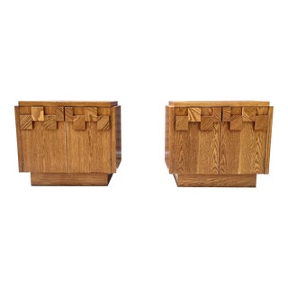 Mid Century Brutalist Walnut Nightstand by Lane - a Pair For Sale