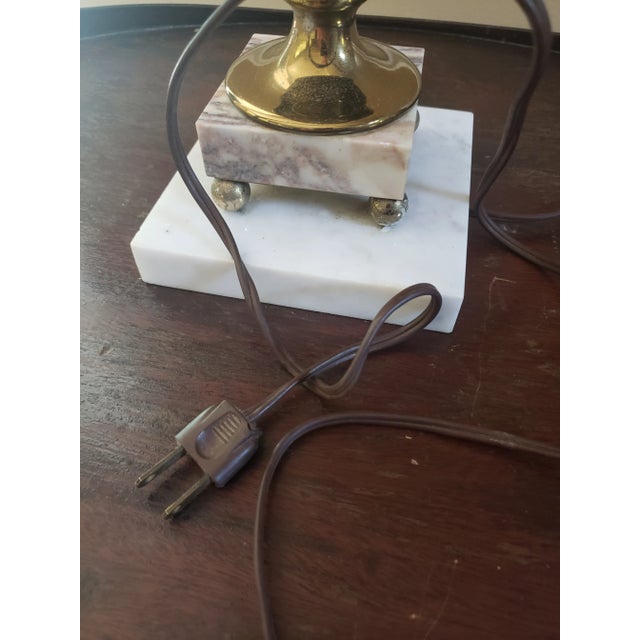 Vintage Mid 20th Century Twisted Brass and Marble Table Lamp For Sale - Image 4 of 10