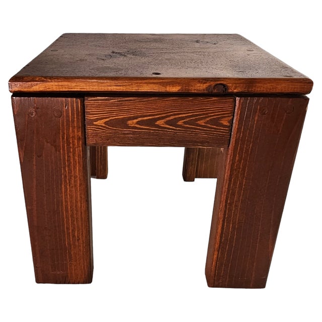 Brown Vintage Pine Step Stool Side Table , 12" H For Sale - Image 8 of 8