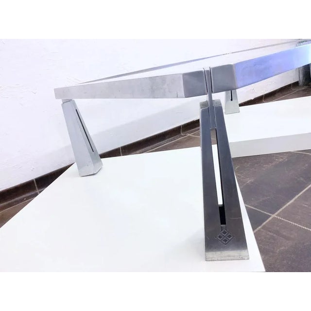 Mid-Century Modern Brutalist Coffee Table in Aluminum Glass by Peter Ghyczy, 1970s For Sale - Image 3 of 13