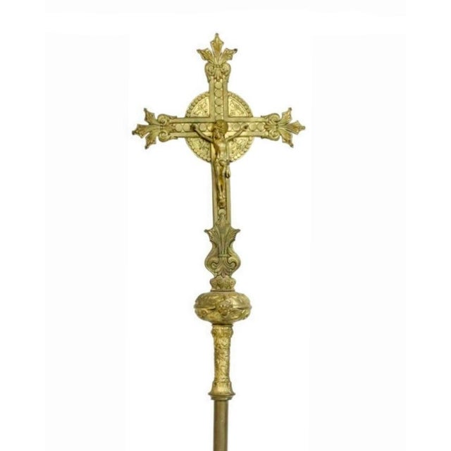 A remarkable authentic antique Christian church processional cross, dating to the early 20th century, 7-foot tall, two-...