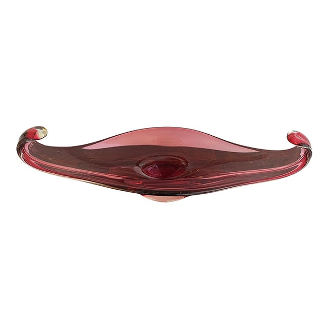 Mid-Century Glass Red Vase, Italy, Circa 1960 For Sale