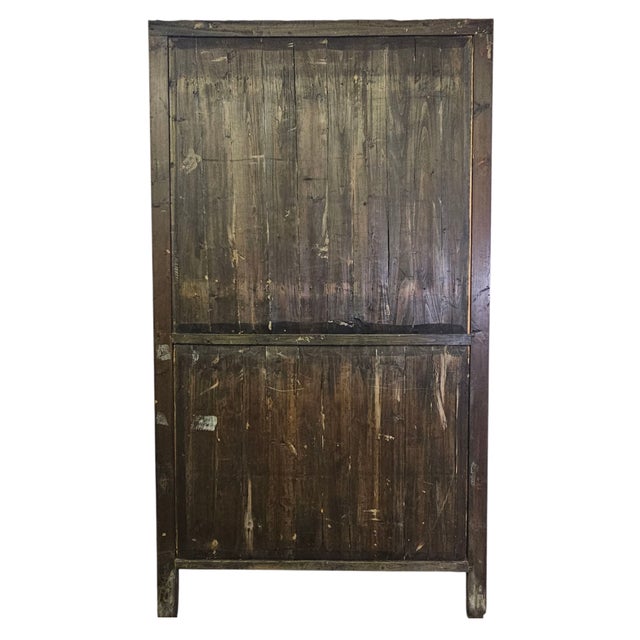 Antique Chinese Red Lacquer Scholar Cabinet With Carved Fretwork, 75.5", Late Qin G / Early Republic For Sale - Image 14 of 18