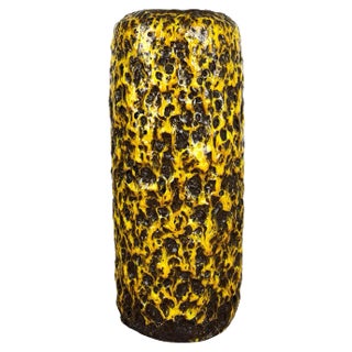 Yellow Fat Lava Multi-Color Vase from Scheurich Wgp, 1970s For Sale