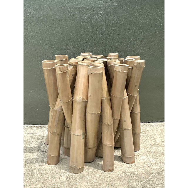 Vintage Budji Twisted Bamboo Dining Table Pedestal For Sale - Image 4 of 12
