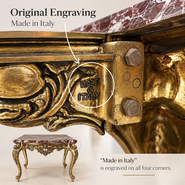 Vintage Baroque Italian Marble and Brass Table, 1960s For Sale - Image 12 of 13