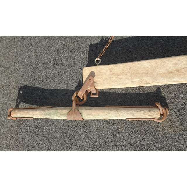 Wood Antique Western Farm Horse Double Tree Hand W Forged Iron For Sale - Image 7 of 18