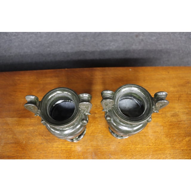 Metal Circa 1850 Italian Neoclassical Bronze Grand Tour Urns, Pair For Sale - Image 7 of 11