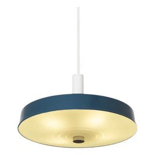 Large Mid-Century Pendant Lamp in Painted Metal and Etched Opaline Glass, 1960 For Sale