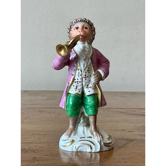 Vintage Regency Sitzendorf Porcelain Monkey Playing Trumpet For Sale In West Palm - Image 6 of 6