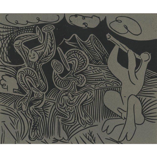 Original 1962 linoleum cut engraving (linocut) after and approved by Pablo Picasso from "Picasso Linoleum Cuts Bacchanals,...