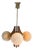 Space Age Model Sputnik Hanging Pendant with Wooden Base, Brass Details and Glass Domes, 1960s For Sale