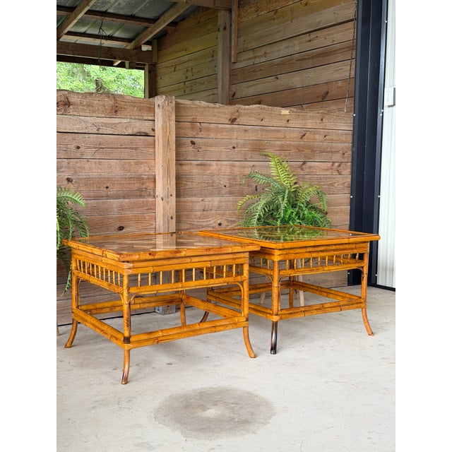 Pair of Refinished Brighton Pavilion Style Bamboo Side Tables For Sale - Image 12 of 12