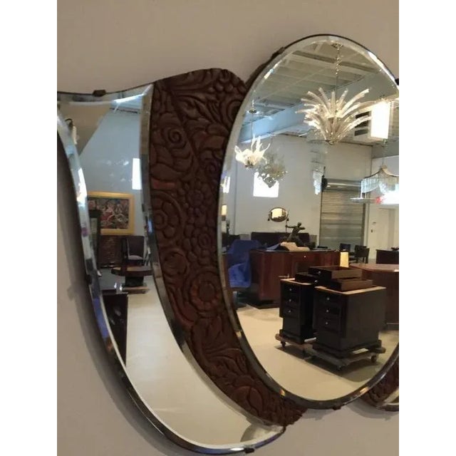 1920s American Art Deco 1920s Mirror With Wood Floral Motif For Sale - Image 5 of 7