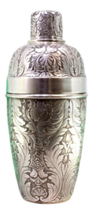 Silver Shaker with Revealed Floral Motifs and Beading on the Lid
