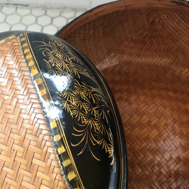 Black Asian Black Lacquer Woven Box For Sale - Image 8 of 11