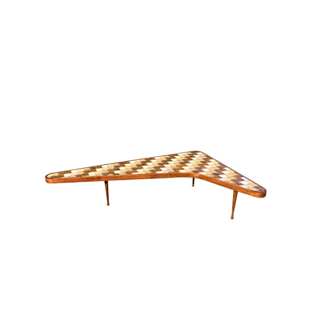 Rare Mid Century Modern Boomerang Kidney Form Tile Top Coffee Table by Hohenberg in Vladimir Kagan Style This is a amazing...