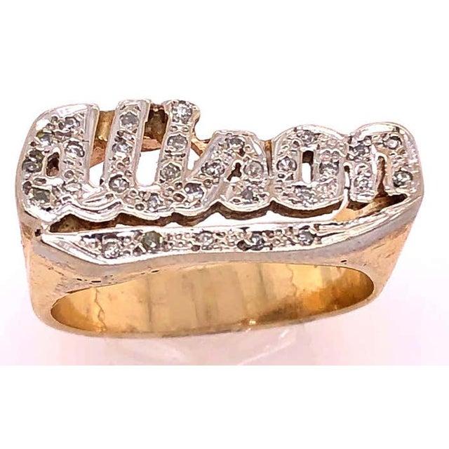 Metal 14 Karat Yellow and White Gold Name Alison Signet Ring With Diamonds, Size 7 For Sale - Image 7 of 9